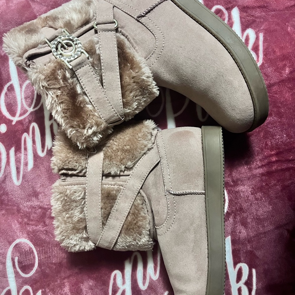 Guess Light Pink  Blinged Buckle Booties